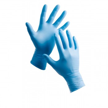 Перчатки нитриловые без пудры нестерильные Medicare голубые 100 шт S