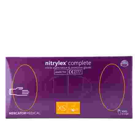 Перчатки нитриловые без пудры нестерильные Nitrylex COMPLETE Violet 100 шт (XS)