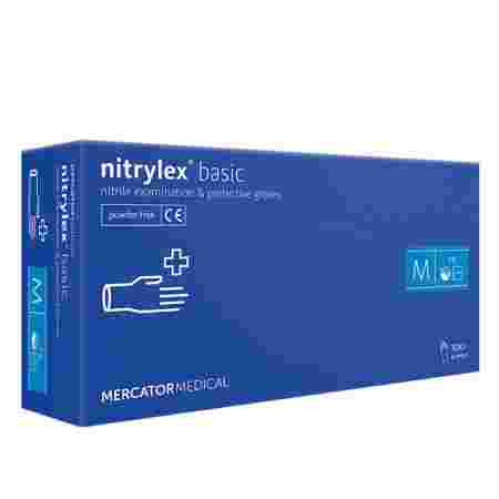 Перчатки нитриловые без пудры нестерильные Nitrylex BASIC Dark Blue 100 шт (M)