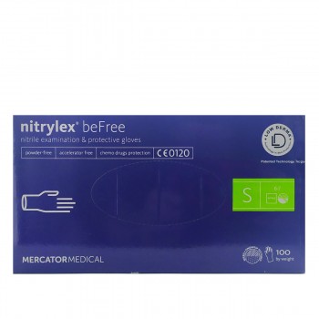 Перчатки нитрил без пудры нестерильные Nitrylex BE FREE Черничный 100 шт (S)
