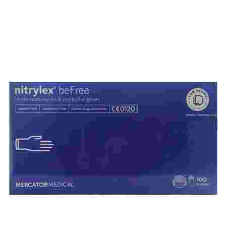 Перчатки нитрил без пудры нестерильные Nitrylex BE FREE Черничный 100 шт (XS)