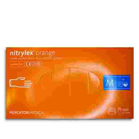 Перчатки  нітрил без пудры нестерильные Nitrylex Orange 100 шт (M)