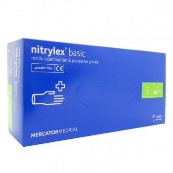Перчатки нитрил без пудры Nitrylex BASIC Dark Blue 200 шт (S)
