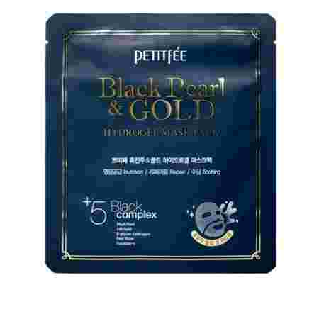Маска гидрогелевая для лица с золотом и черным жемчугом PETITFEE Black Perl & Gold Hydrogel Mask Pack 