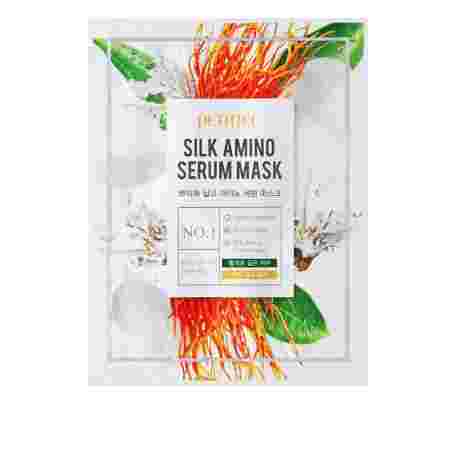 Маска для лица с протеинами шелка PETITFEE Silk Amino Serum Mask 