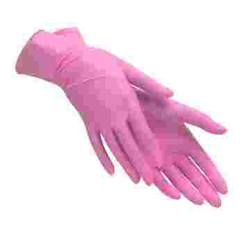 Перчатки нитрил текстурированые на пальцах SFM розовый 100 шт (XS)