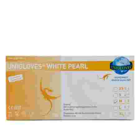 Перчатки нитрил нестерильные неопудренные Unigloves, white pearl,100 шт/уп. (M)