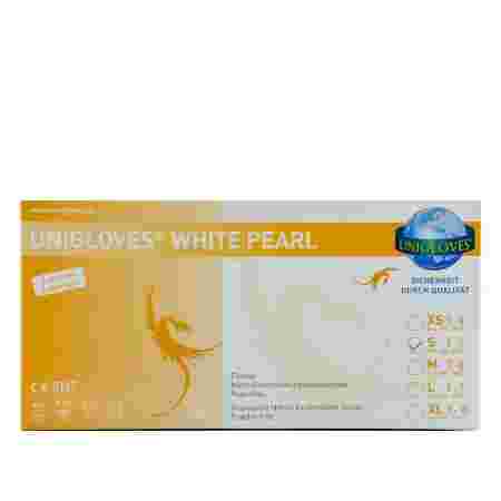 Перчатки нитрил нестерильные неопудренные Unigloves, white pearl,100 шт/уп. (S)